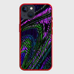 Чехол для iPhone 14 Абстрактный современный тигровый узор, цвет: 3D-красный