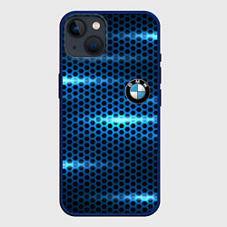 Чехол для iPhone 14 BMW texture, цвет: 3D-тёмно-синий
