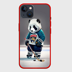 Чехол для iPhone 14 Panda striker of the Florida Panthers, цвет: 3D-красный