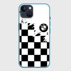 Чехол для iPhone 14 BMW black geometry splash, цвет: 3D-голубой