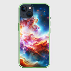 Чехол для iPhone 14 The cosmic nebula, цвет: 3D-салатовый