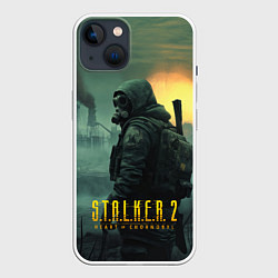 Чехол для iPhone 14 Stalker город в тумане, цвет: 3D-белый