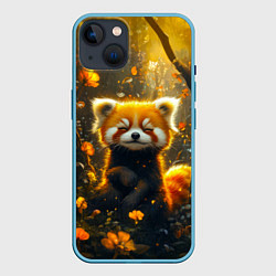 Чехол для iPhone 14 Умилительная красная панда, цвет: 3D-голубой