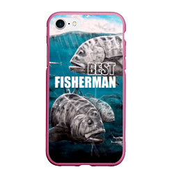 Чехол iPhone 7/8 матовый Best fisherman, цвет: 3D-малиновый