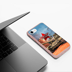 Чехол iPhone 7/8 матовый Танковые войска РФ, цвет: 3D-светло-розовый — фото 2