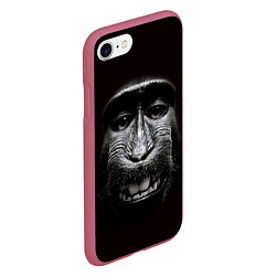 Чехол iPhone 7/8 матовый Улыбка обезьяны, цвет: 3D-малиновый — фото 2
