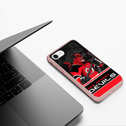 Чехол iPhone 7/8 матовый New Jersey Devils, цвет: 3D-светло-розовый — фото 2