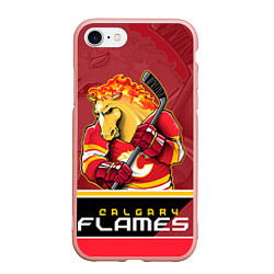 Чехол iPhone 7/8 матовый Calgary Flames, цвет: 3D-светло-розовый