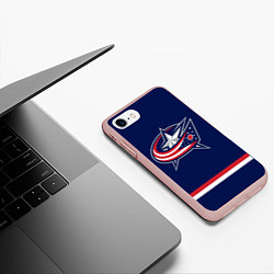 Чехол iPhone 7/8 матовый Columbus Blue Jackets, цвет: 3D-светло-розовый — фото 2