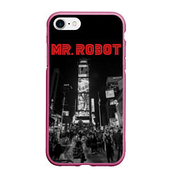 Чехол iPhone 7/8 матовый Mr. Robot City, цвет: 3D-малиновый