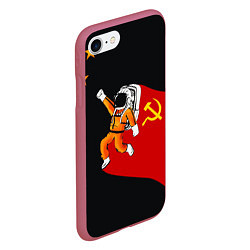 Чехол iPhone 7/8 матовый Советский Гагарин, цвет: 3D-малиновый — фото 2