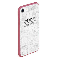 Чехол iPhone 7/8 матовый Live Now Sleep Later, цвет: 3D-малиновый — фото 2