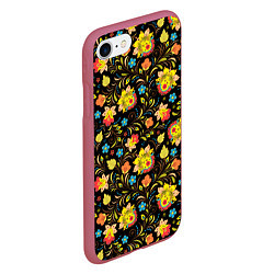 Чехол iPhone 7/8 матовый Хохлома, цвет: 3D-малиновый — фото 2
