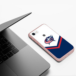 Чехол iPhone 7/8 матовый NHL: Columbus Blue Jackets, цвет: 3D-светло-розовый — фото 2