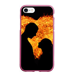 Чехол iPhone 7/8 матовый Огненная любовь, цвет: 3D-малиновый