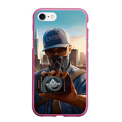 Чехол iPhone 7/8 матовый Watch Dogs 2, цвет: 3D-малиновый