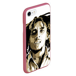 Чехол iPhone 7/8 матовый Bob Marley: Mono, цвет: 3D-малиновый — фото 2