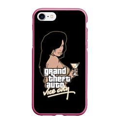 Чехол iPhone 7/8 матовый GTA Vice City, цвет: 3D-малиновый