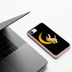 Чехол iPhone 7/8 матовый Лунный наездник, цвет: 3D-светло-розовый — фото 2