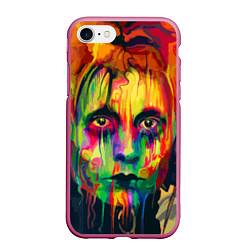 Чехол iPhone 7/8 матовый Face art, цвет: 3D-малиновый