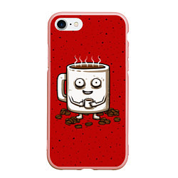 Чехол iPhone 7/8 матовый Кофейный пьяница, цвет: 3D-светло-розовый