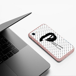 Чехол iPhone 7/8 матовый Black Lips, цвет: 3D-светло-розовый — фото 2