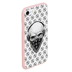Чехол iPhone 7/8 матовый Череп в наушниках, цвет: 3D-светло-розовый — фото 2