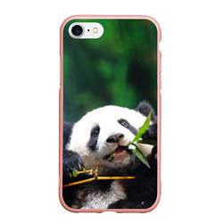 Чехол iPhone 7/8 матовый Панда на ветке, цвет: 3D-светло-розовый