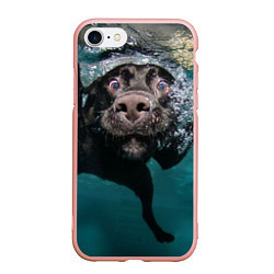 Чехол iPhone 7/8 матовый Пес дайвер, цвет: 3D-светло-розовый