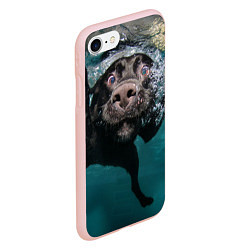 Чехол iPhone 7/8 матовый Пес дайвер, цвет: 3D-светло-розовый — фото 2