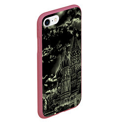 Чехол iPhone 7/8 матовый Dark Kremlin, цвет: 3D-малиновый — фото 2
