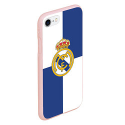 Чехол iPhone 7/8 матовый Real Madrid: Blue style, цвет: 3D-светло-розовый — фото 2