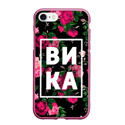 Чехол iPhone 7/8 матовый Вика, цвет: 3D-малиновый