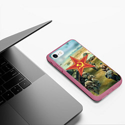Чехол iPhone 7/8 матовый Наступление советской армии, цвет: 3D-малиновый — фото 2