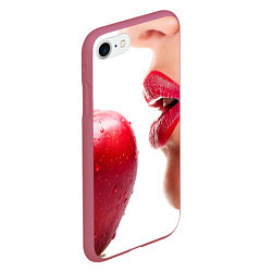 Чехол iPhone 7/8 матовый Яблоко и губы, цвет: 3D-малиновый — фото 2