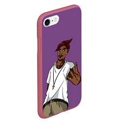 Чехол iPhone 7/8 матовый 2Pac Gangsta, цвет: 3D-малиновый — фото 2