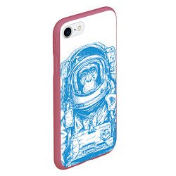Чехол iPhone 7/8 матовый Космомакака, цвет: 3D-малиновый — фото 2