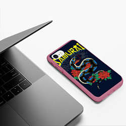 Чехол iPhone 7/8 матовый Samurai Snake, цвет: 3D-малиновый — фото 2