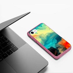 Чехол iPhone 7/8 матовый Разноцветная акварель, цвет: 3D-малиновый — фото 2