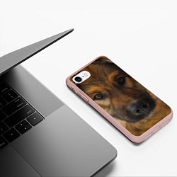 Чехол iPhone 7/8 матовый Взгляд собаки, цвет: 3D-светло-розовый — фото 2