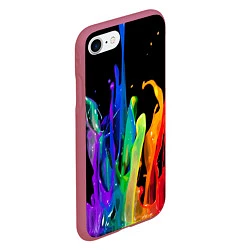 Чехол iPhone 7/8 матовый Всплеск красок, цвет: 3D-малиновый — фото 2
