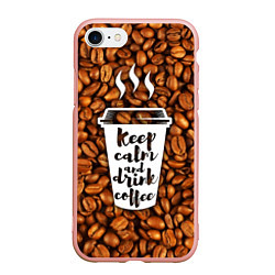 Чехол iPhone 7/8 матовый Keep Calm & Drink Coffee