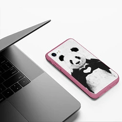 Чехол iPhone 7/8 матовый Panda Love, цвет: 3D-малиновый — фото 2