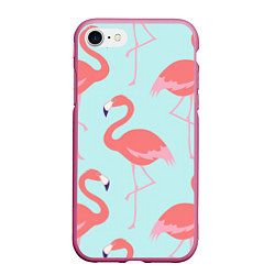 Чехол iPhone 7/8 матовый Розовые фламинго