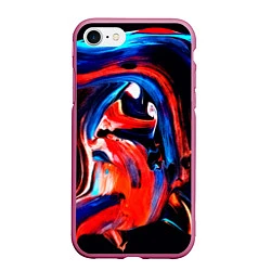 Чехол iPhone 7/8 матовый Узоры красок, цвет: 3D-малиновый