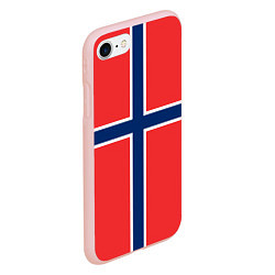 Чехол iPhone 7/8 матовый Флаг Норвегии, цвет: 3D-светло-розовый — фото 2