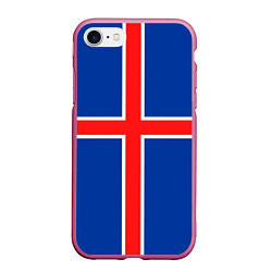 Чехол iPhone 7/8 матовый Флаг Исландии, цвет: 3D-малиновый