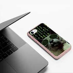 Чехол iPhone 7/8 матовый Кот в матрице, цвет: 3D-светло-розовый — фото 2