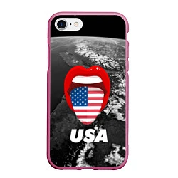 Чехол iPhone 7/8 матовый USA, цвет: 3D-малиновый