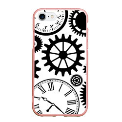 Чехол iPhone 7/8 матовый Часы и шестеренки, цвет: 3D-светло-розовый